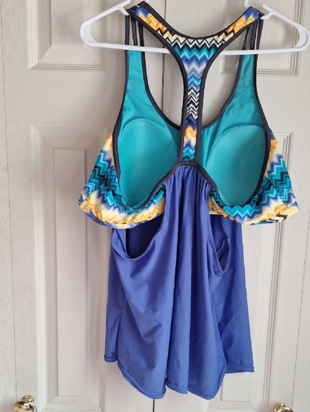Blue Chevron Racerback Tankini Top - Picture 5 of 5